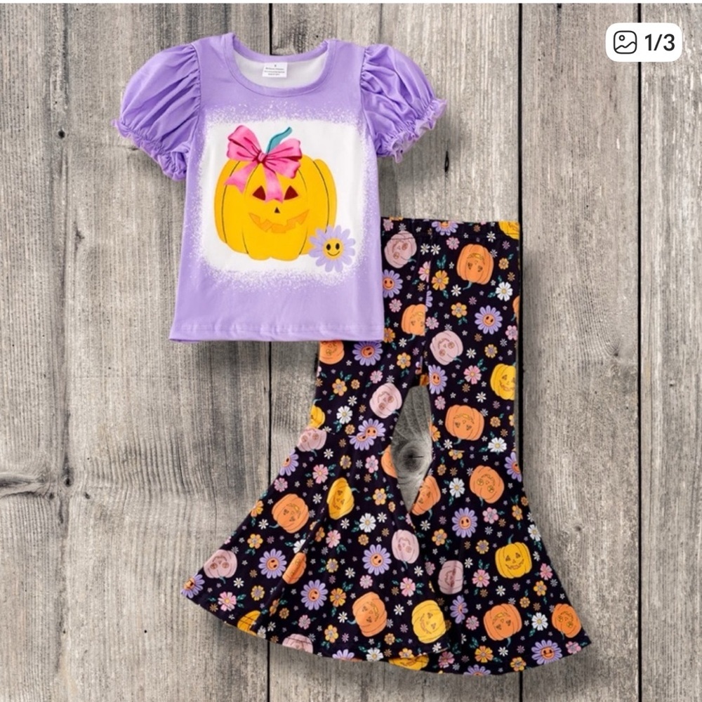 New Boutique Purple Pumpkin Kids Pant Set